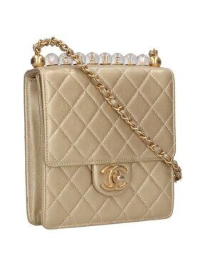 Chanel Quilted Clear Pearl Goatskin Chain Shoulder Bag